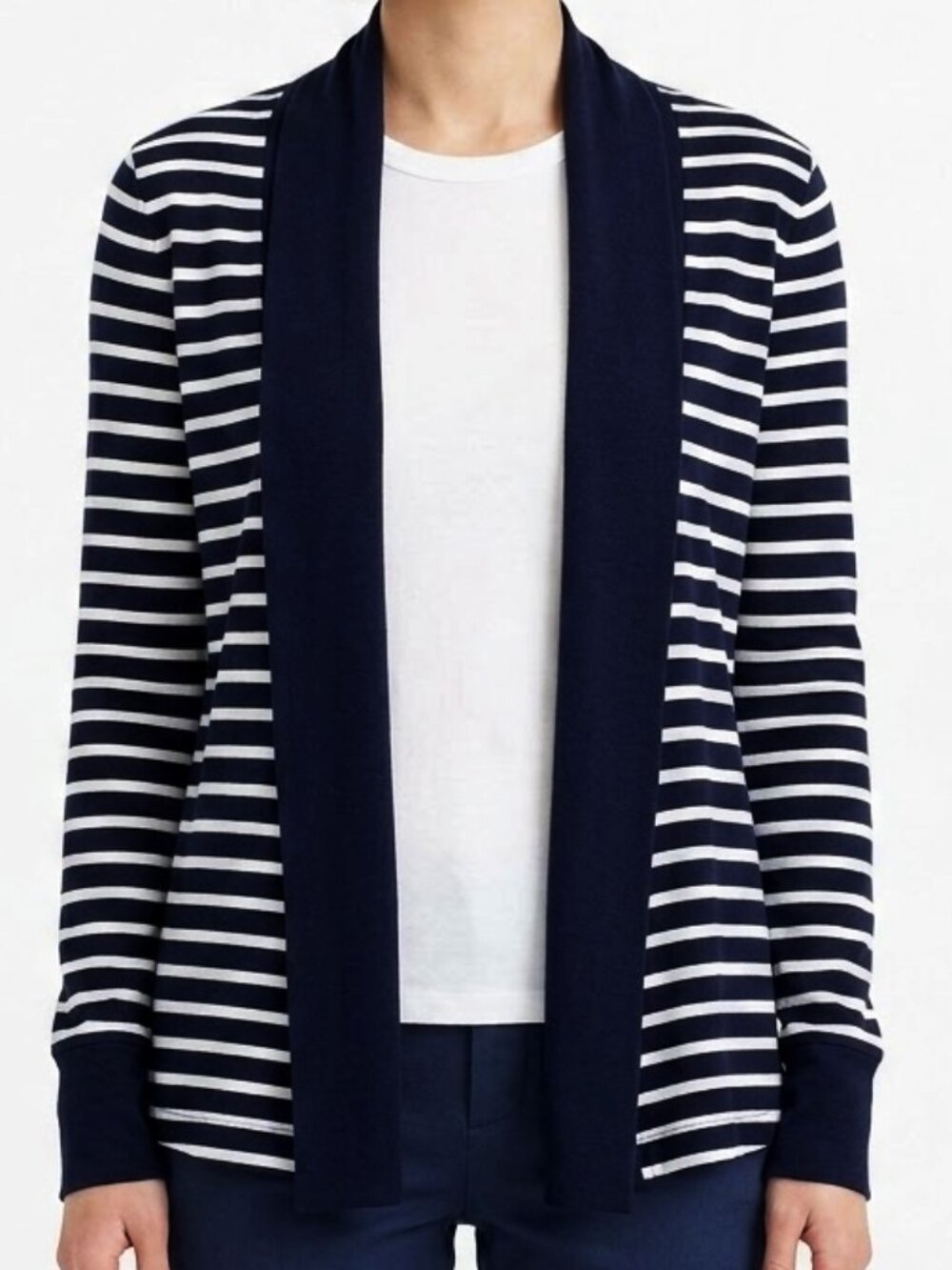 Joe Fresh Cotton Blend Open Front Striped Jersey Cardigan Sz. XS